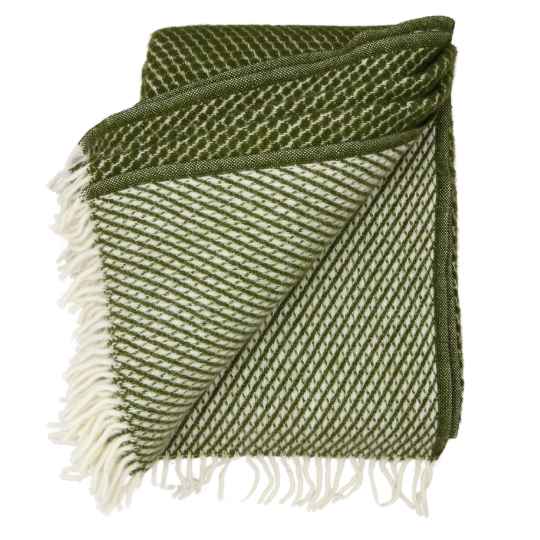 velvet avocado wool throw folded showing reverse pattern