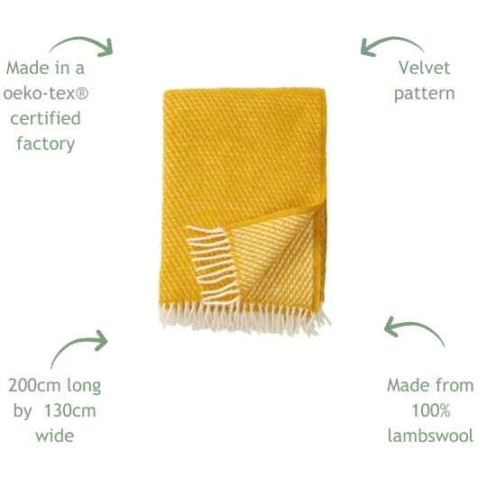 velvet saffron wool throw features