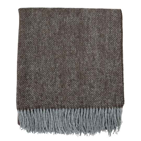 Walnut Brown Herringbone Wool Throw