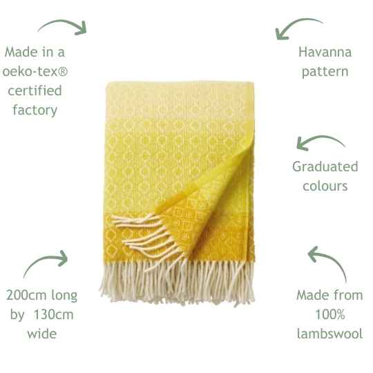 Yellow havanna wool throw features