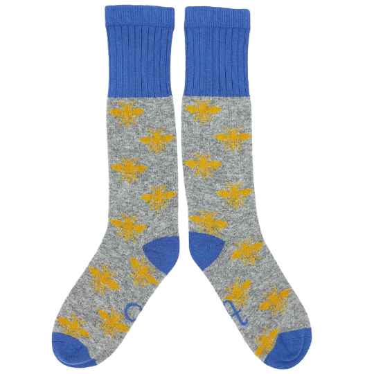 yellow and grey knee high lambswool socks