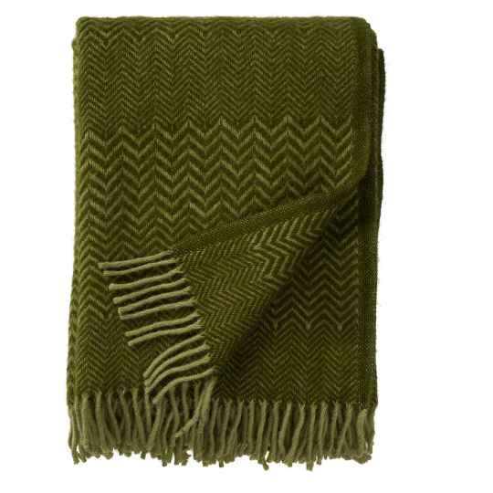 Zig zag basil green ambswool throw