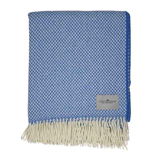balintyre cornflower blue merino wool throw
