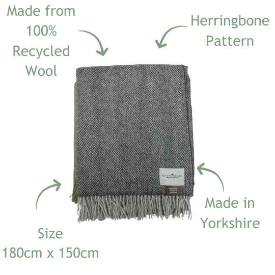 charcoal grey wool throw features