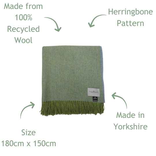 light sage green wool throw features