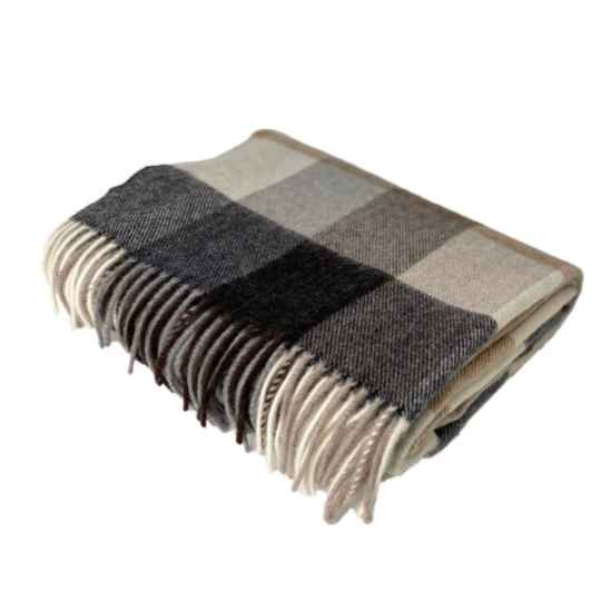 natural check merino wool throw