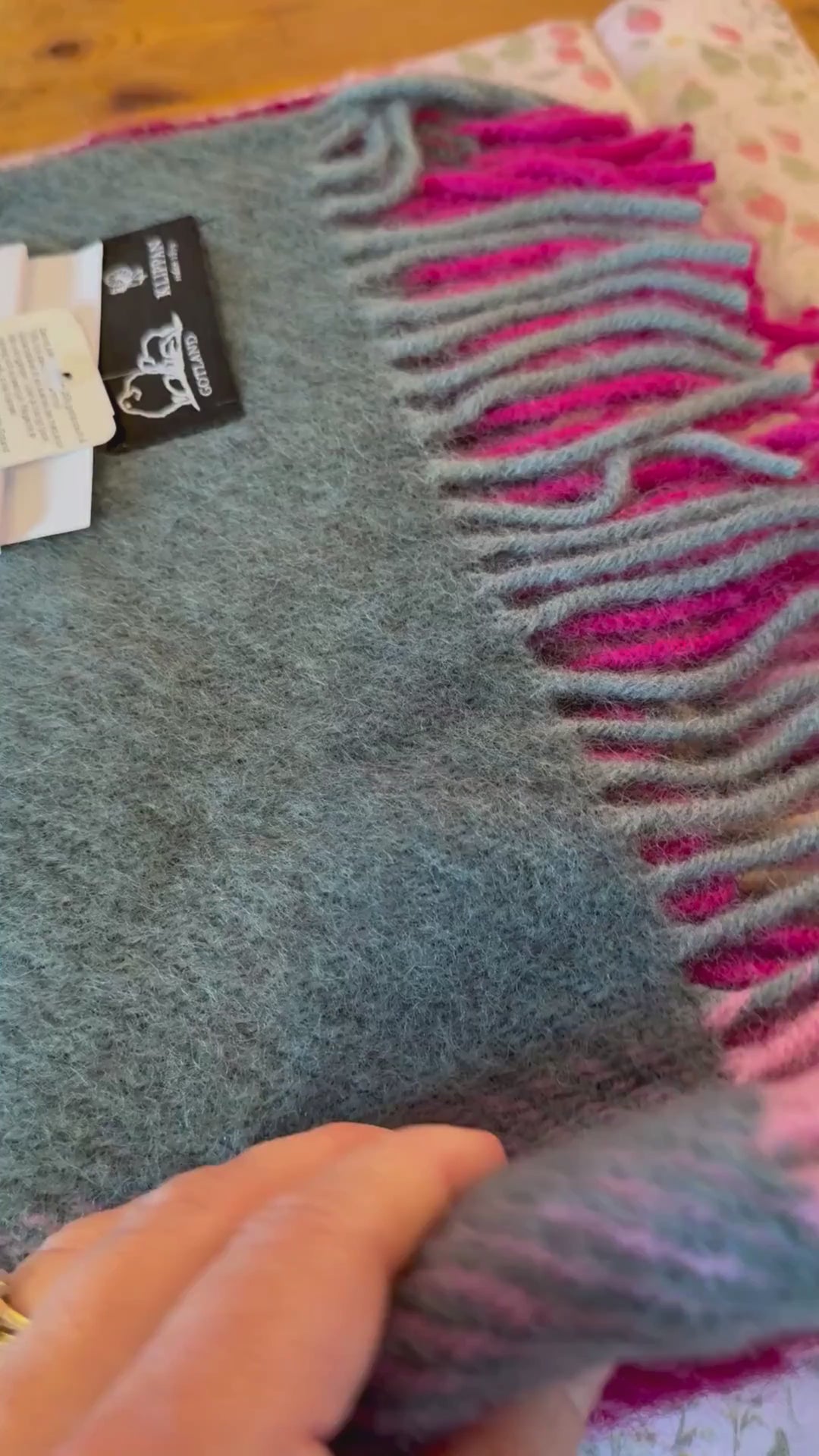 Gotland Pink Check Wool Throw