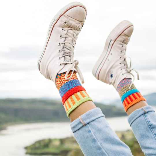 Cosmos solmate socks worn on feet