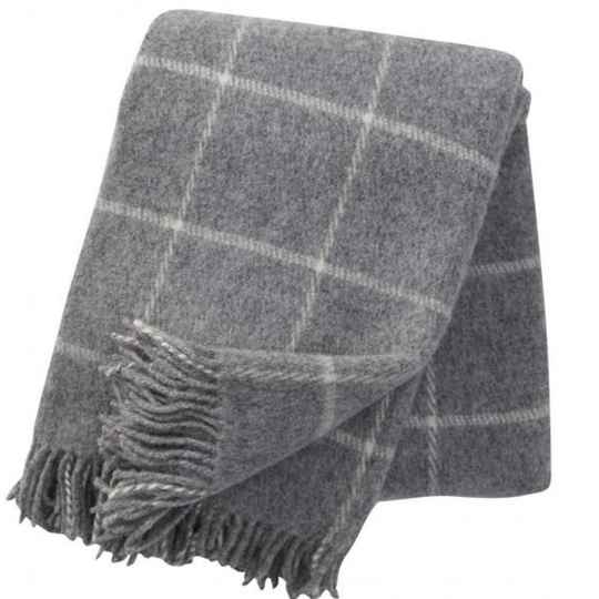 Vinga Island Grey Check Wool Throw