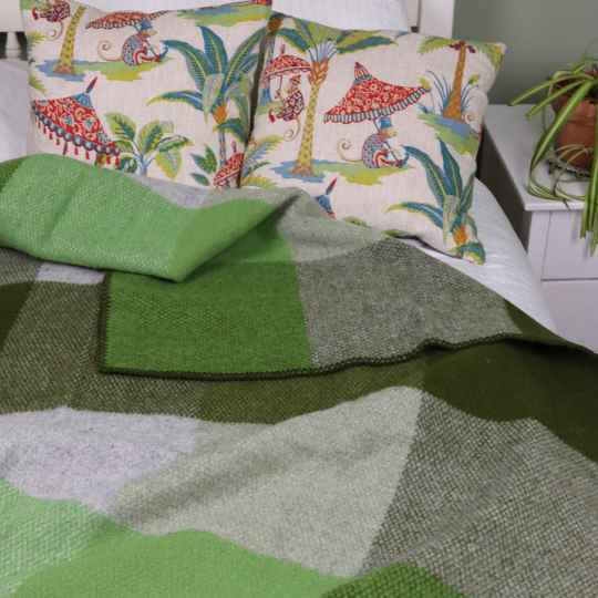Klippan Green Block Check Wool Blanket