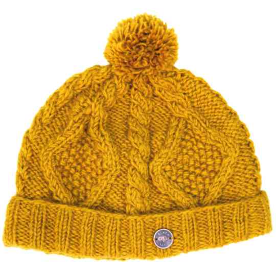 Mustard wool bobble hat