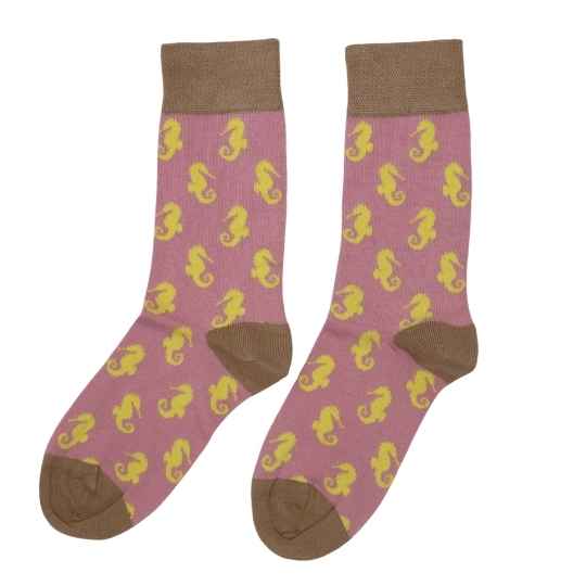Organic cotton dusky pink seahorse socks 