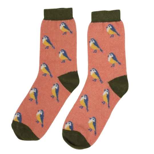 Pink khaki blue tits socks