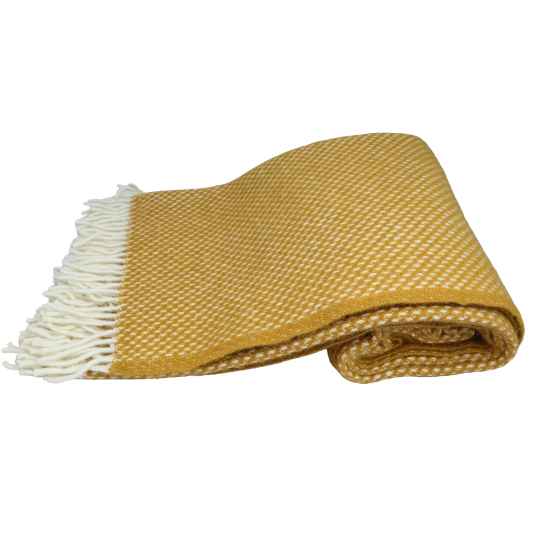 Preppy Mustard Swedish lambswool throw