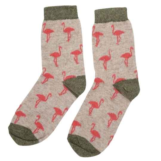 Short Wool Flamingo Socks