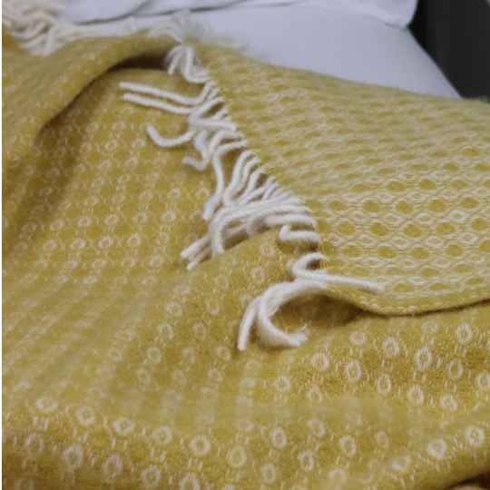 yellow mustard loop wool blanket