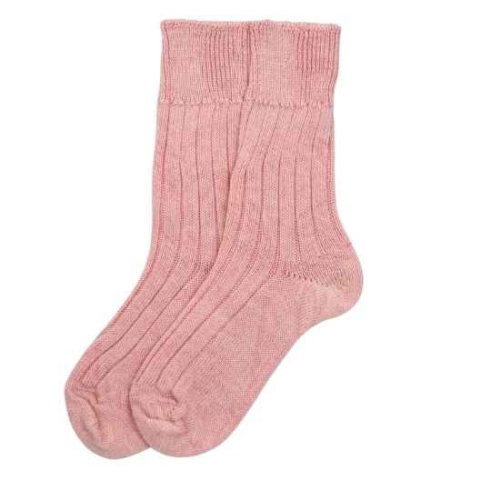 Pink alpaca bed socks open